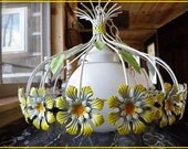 1970s Metal SWAG FLOWERS CHANDELIER