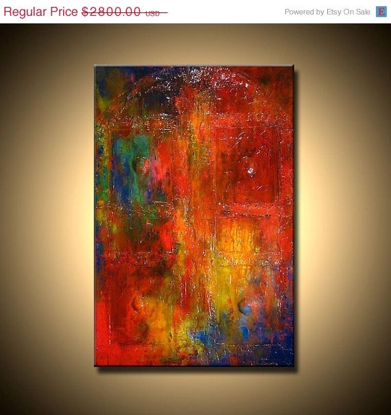 Original Textured Modern Abstract, impressionist Vintage Door  oil Painting, Gallery Art by Henry Parsinia large 36x24