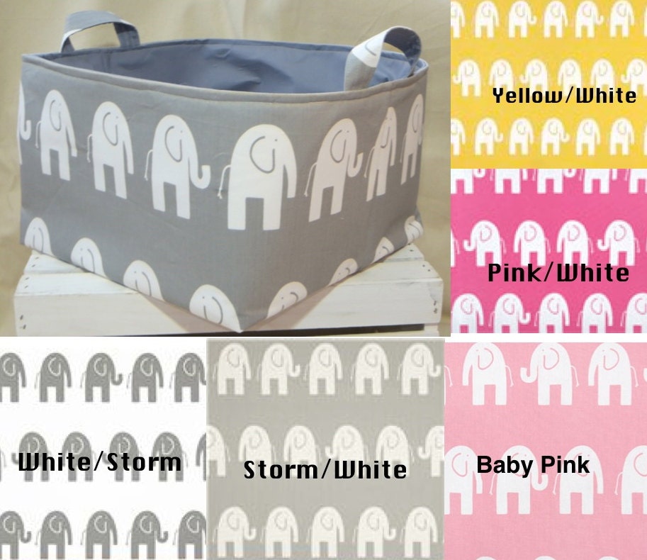 Laundry Toy Bin Basket Storage Container Organizer Ellephant  XL 14 x 14 x 10