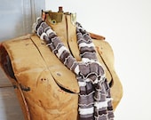 Women's Ruffled Scarf made from ruffled fabric brown varigated stripes