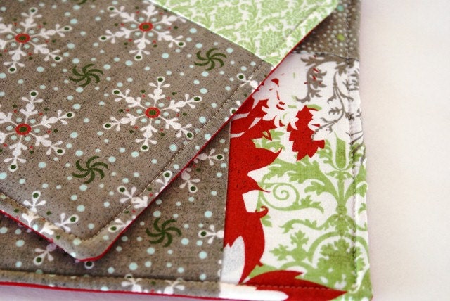Gray Snowflake, Winter Quilted Potholder Set