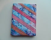 Patchwork Journal Cover with Pink and Blue Stripes