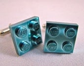 Sky Blue Chrome Brick Cufflinks