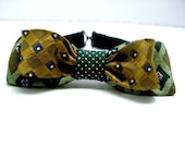 Bow Tie Mens Bow Tie recycled Tie Bow Tie Recycled menswear green Gold
