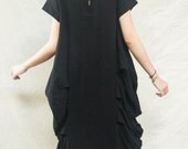 Floral pleated tea dress in black   ...100 percent cotton