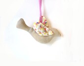 Organic lavender sachet spring bird home decor, pink nursery wedding shower favor