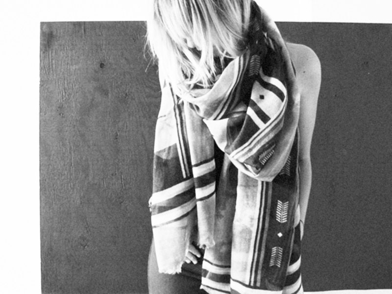 WOOL/SILK Scarf - Aztec Storm