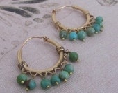 Turquoise hoop earrings gold vermeil handmade jewellery