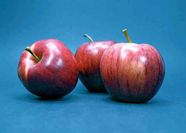 Food Photo Shiny Red Apples with Blue by EclecticForest on Etsy