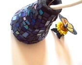 Mosaic Vase: Stained Glass, Blue