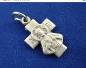 On Sale 25% Off Vintage Sacred Heart of Jesus Catholic Cross Medal - Crucifix Charm MM72