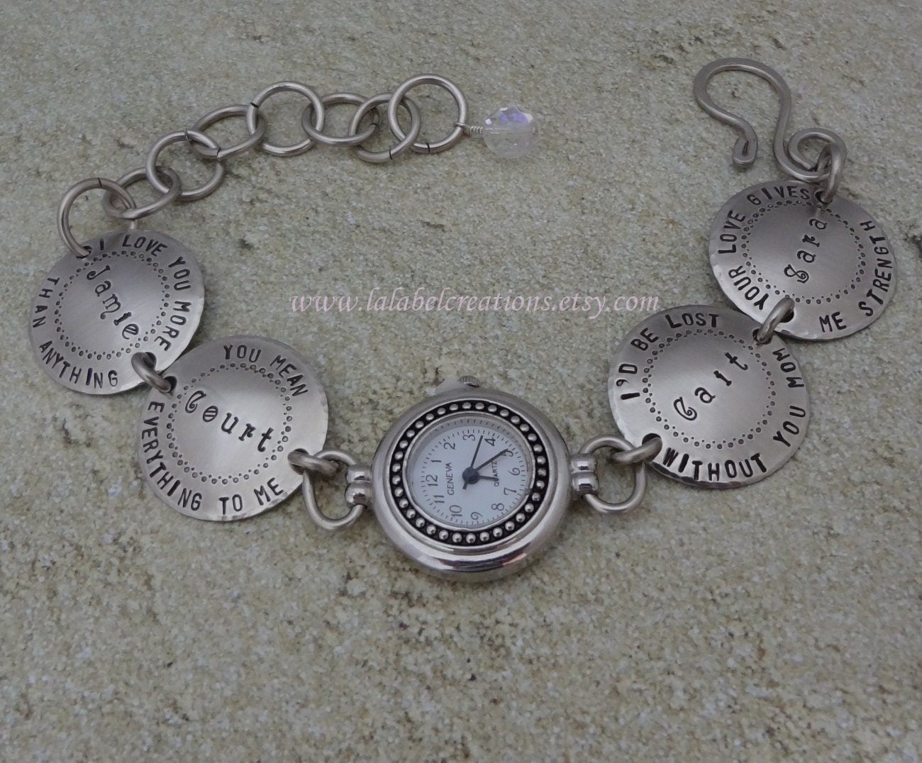 Personalized Mommy Jewelry - Hand Stamped Bracelet - Personalized Bracelet Watch - It's all about love