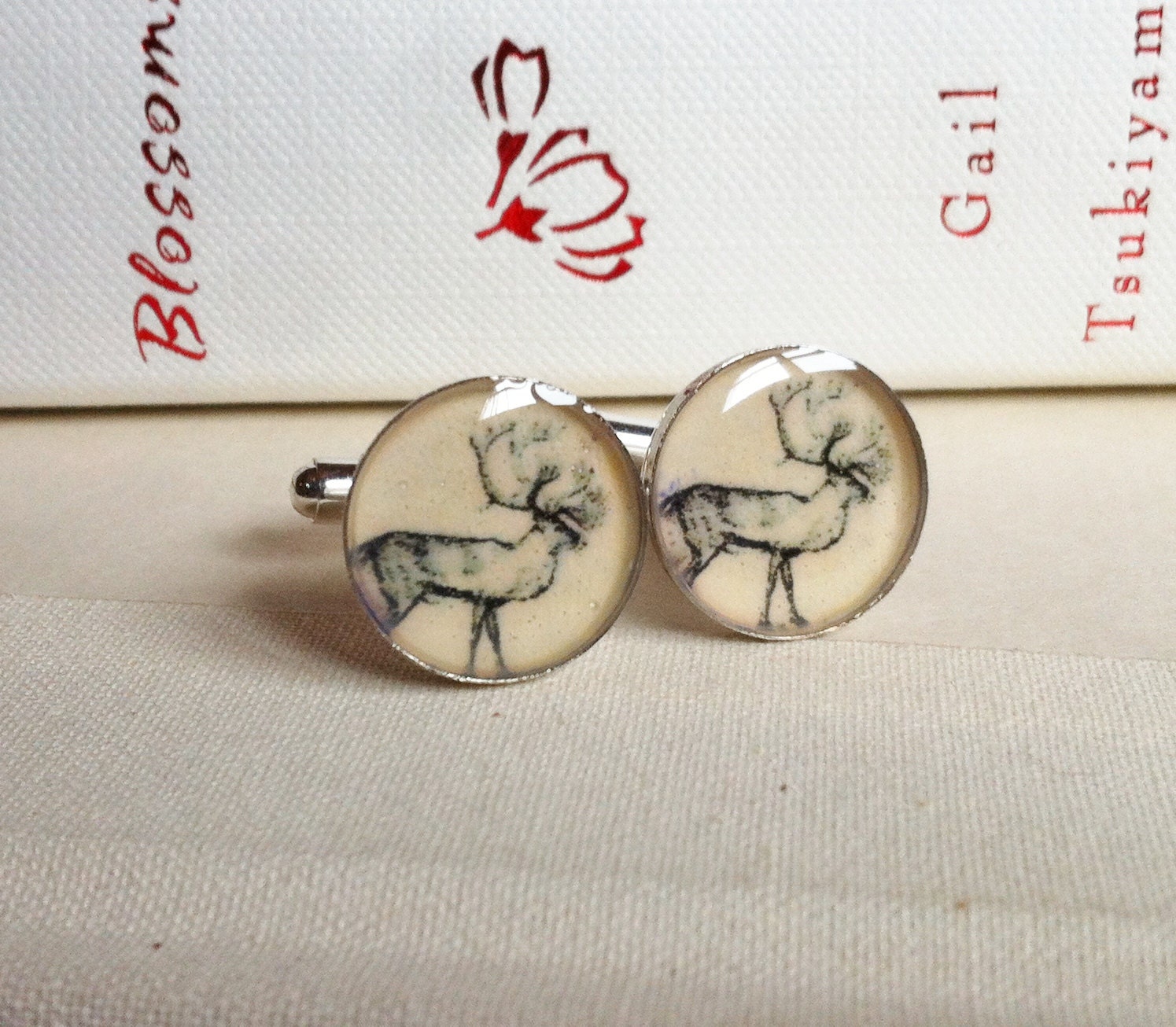 deer - silver cufflinks with gift box by Tomato-Made
