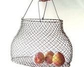 vintage wire egg basket collapsable decorative home decor rustic farm farmhouse cottage retro mid century spring