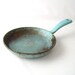 vintage turquoise cast iron enamel pan sauce frying mid century modern retro cooking kitchen cook robins egg blue