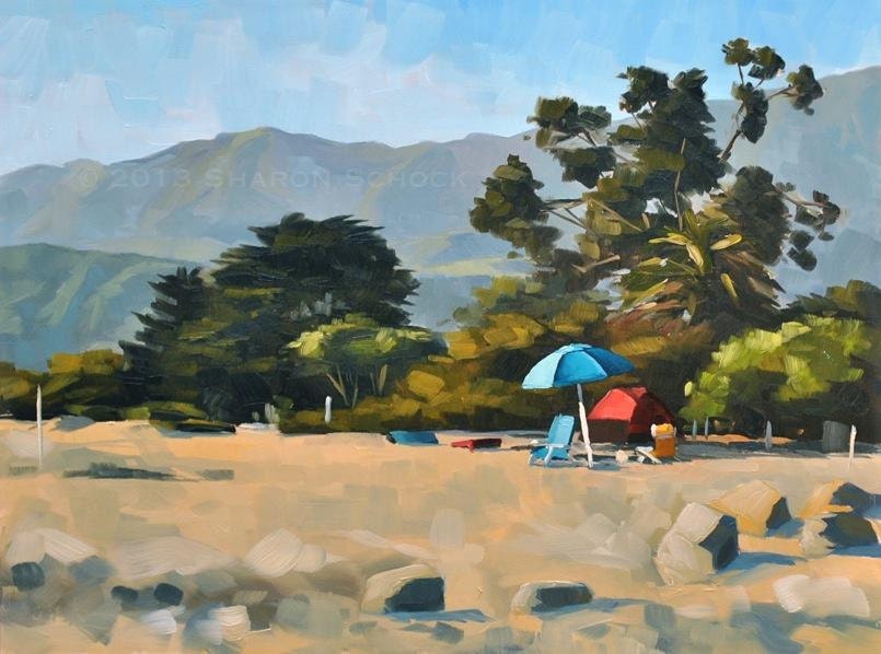 California Beach Painting -  Carpinteria Campground - 9x12