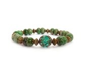 Emerald Bracelet, Imperial Jasper Stones, Stacking Bracelet, Green Crystal, Friendship, Elastic Bracelet