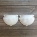 Vintage Pair Wall Pocket Planters White Faux Bois