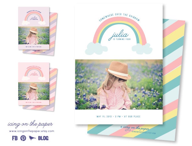 Rainbow First Birthday Invitation - First Birthday Invitations - 1st Birthday Invitation - Birthday Invitation - Birthday Party