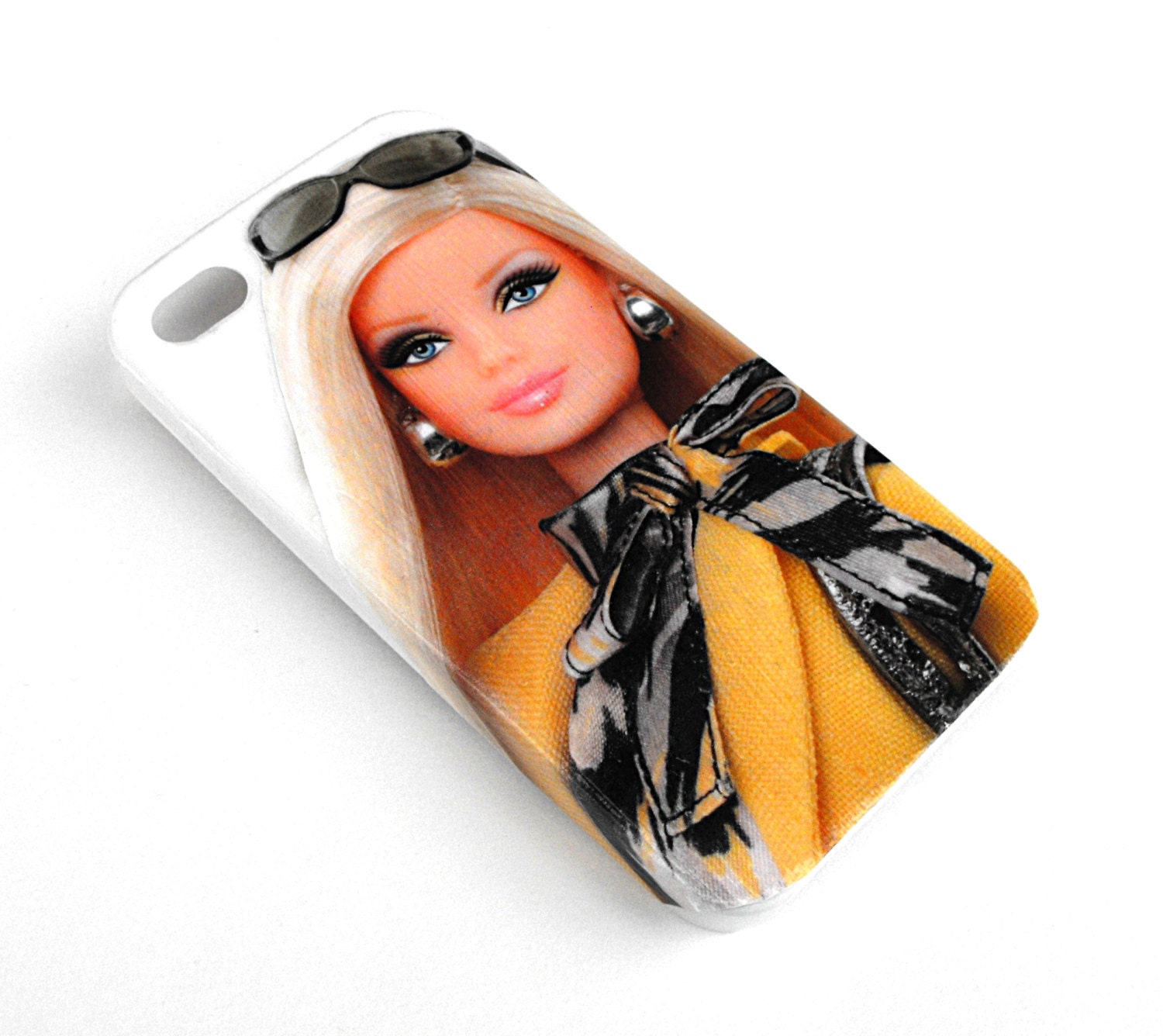 Business Barbie iPhone 4 Case - 3GS iPod Touch Cell Phone Cover - Stylish Yellow Fashion Doll Best Friend Cool Boss Upcycled Decoupage Gift