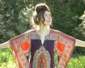 Maxi Dashiki... Kimono Sleeves... Cotton Gypsy Boho Maxidress... MAGIC LANTERN (s/m)