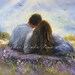 Loving Couple Original Oil Painting, Lovers in Spring art, Spring Love, hugging, kissing, romantic, Vickie Wade art