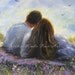 Loving Couple Original Oil Painting, Lovers in Spring art, Spring Love, hugging, kissing, romantic, Vickie Wade art