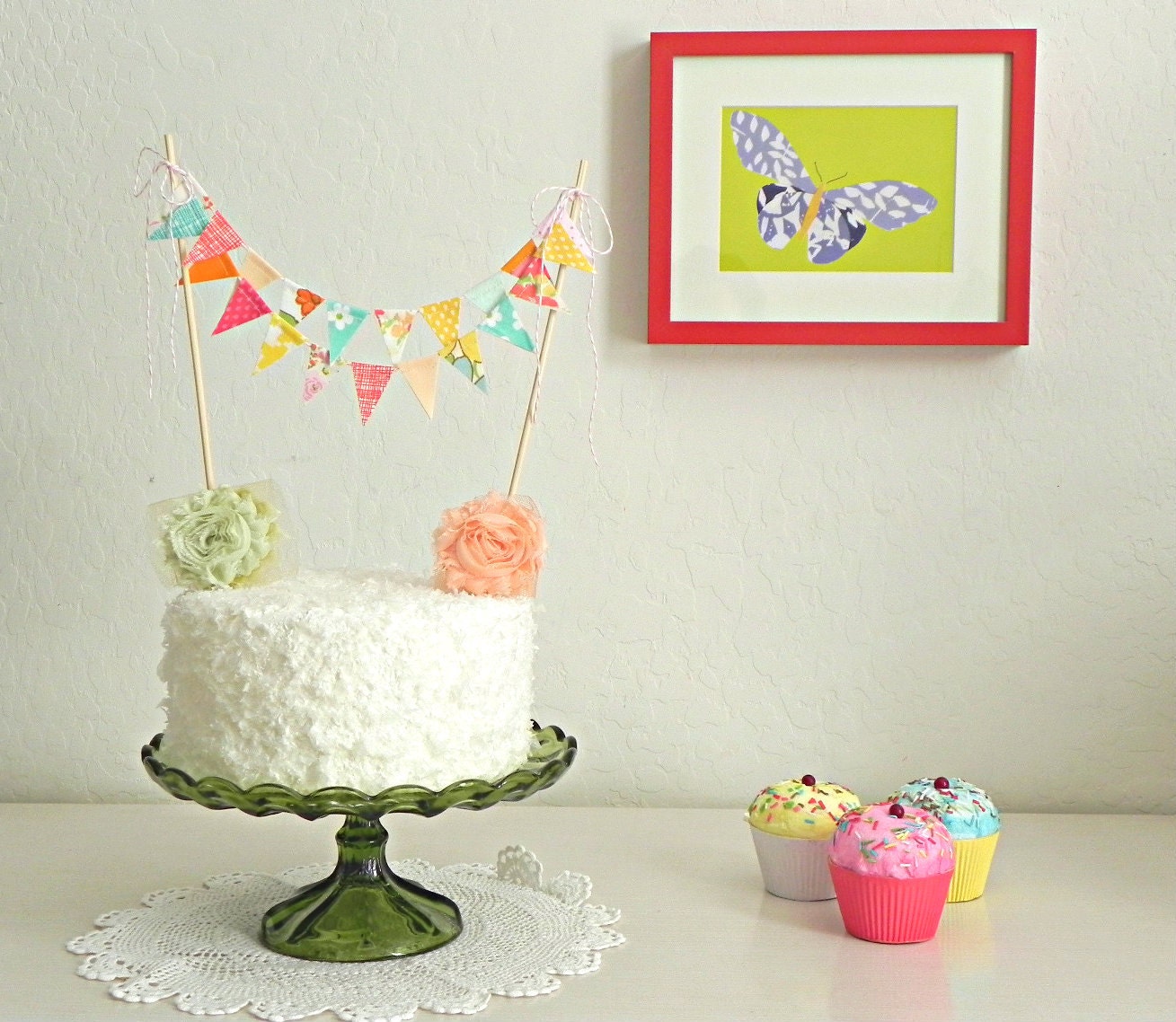Gumball Circus Vintage Fabric Bunting, Garland, Banner, Pennant Decoration 9 Feet Handmade By A Fête Beckons On Etsy