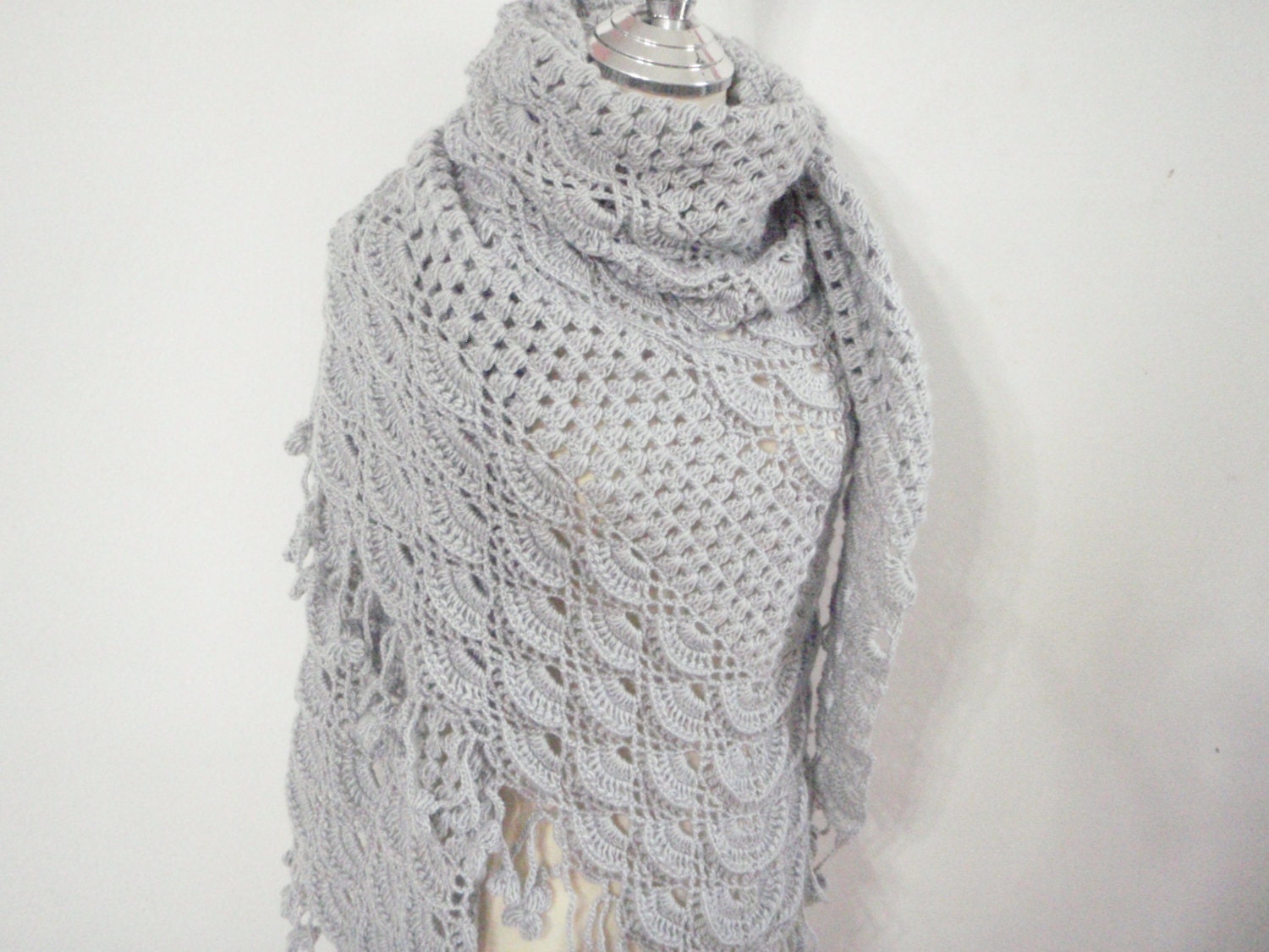 Sliver Gray Crochet Shawl