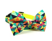 Neon Geometric - Bow Tie Dog Collar