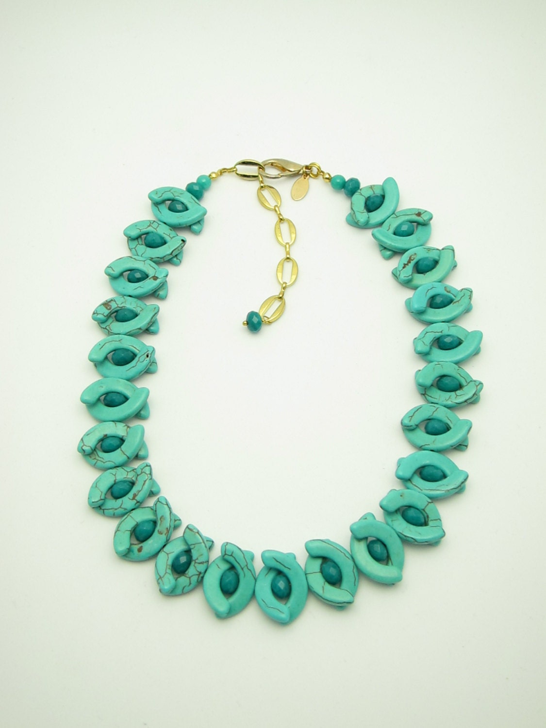 DREAM WEAVE /Statement Necklace.Chunky.Turquoise.Jade.Collar/