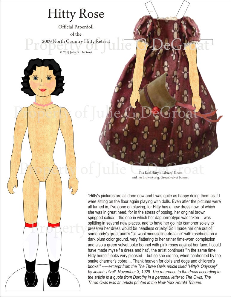 OOAK Paperdoll Set Hitty Rose Wears the Real Hitty's Museum Clothes