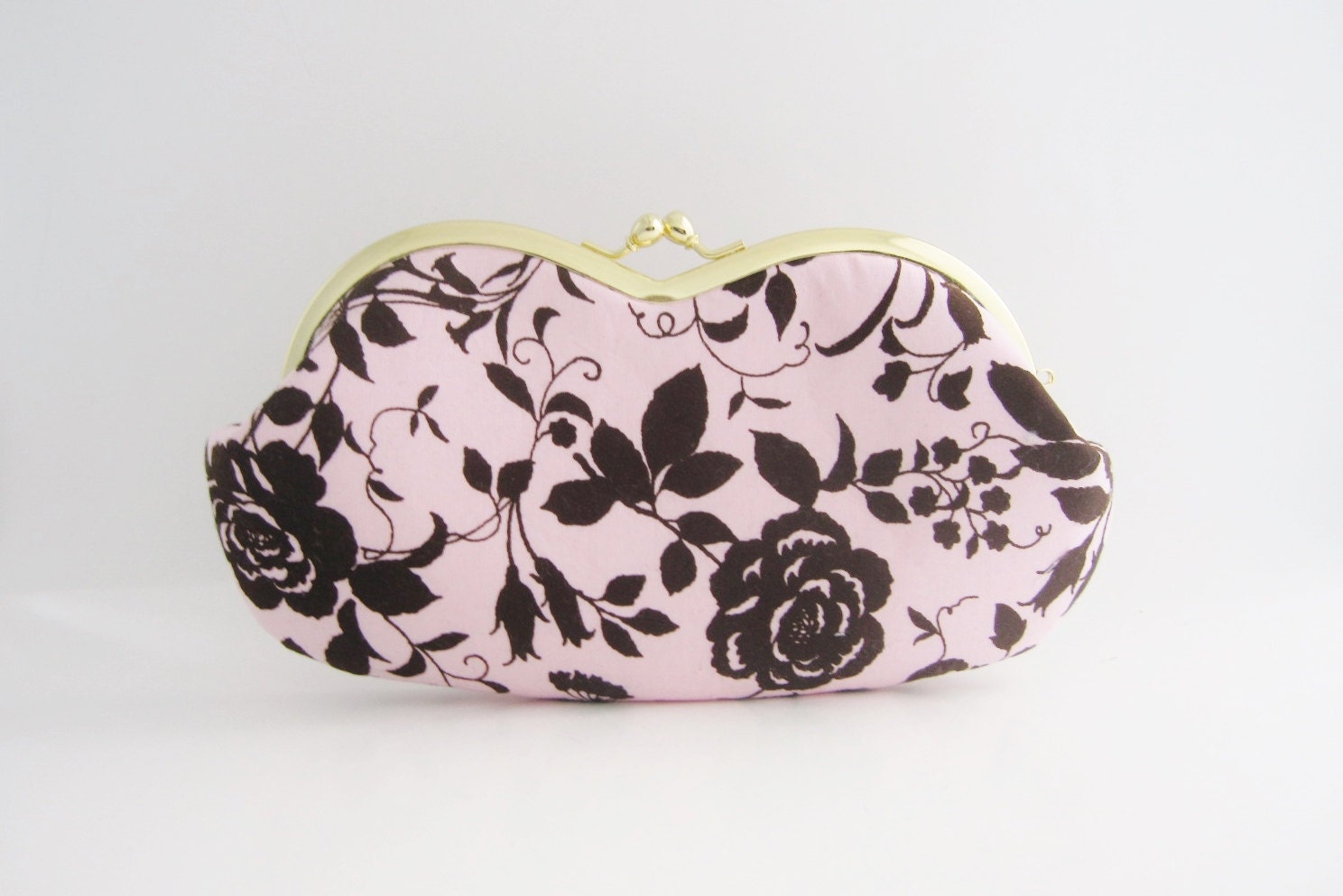 Frame Sunglasses Case/ Eyeglass Pouch/ Clutch Purse roses on pink