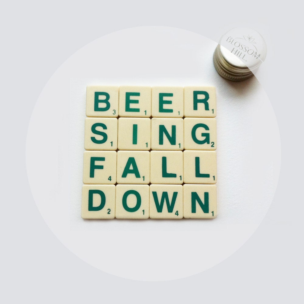 Beer lover coaster, upcycled scrabble tiles, mens Valentines gift