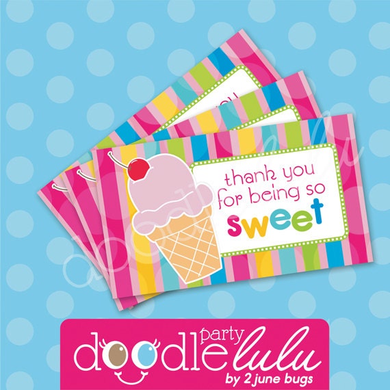 DIY Printable Ice Cream Party Favor Tags - 2 Versions/Designs from DOODLELULU by 2 june bugs Il_170x135