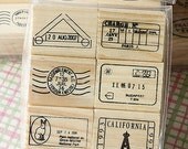 zakka house Handmade Postmark rubber stamps set A