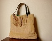 Fringed Tan Suede Hobo