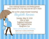 Custom Baby Shower Invitation for Boy Couture Shower with Stripes Maternity 5x7 JPEG or PDF Digital File for e-mail or print