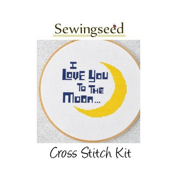I Love You to the Moon Cross Stitch Kit