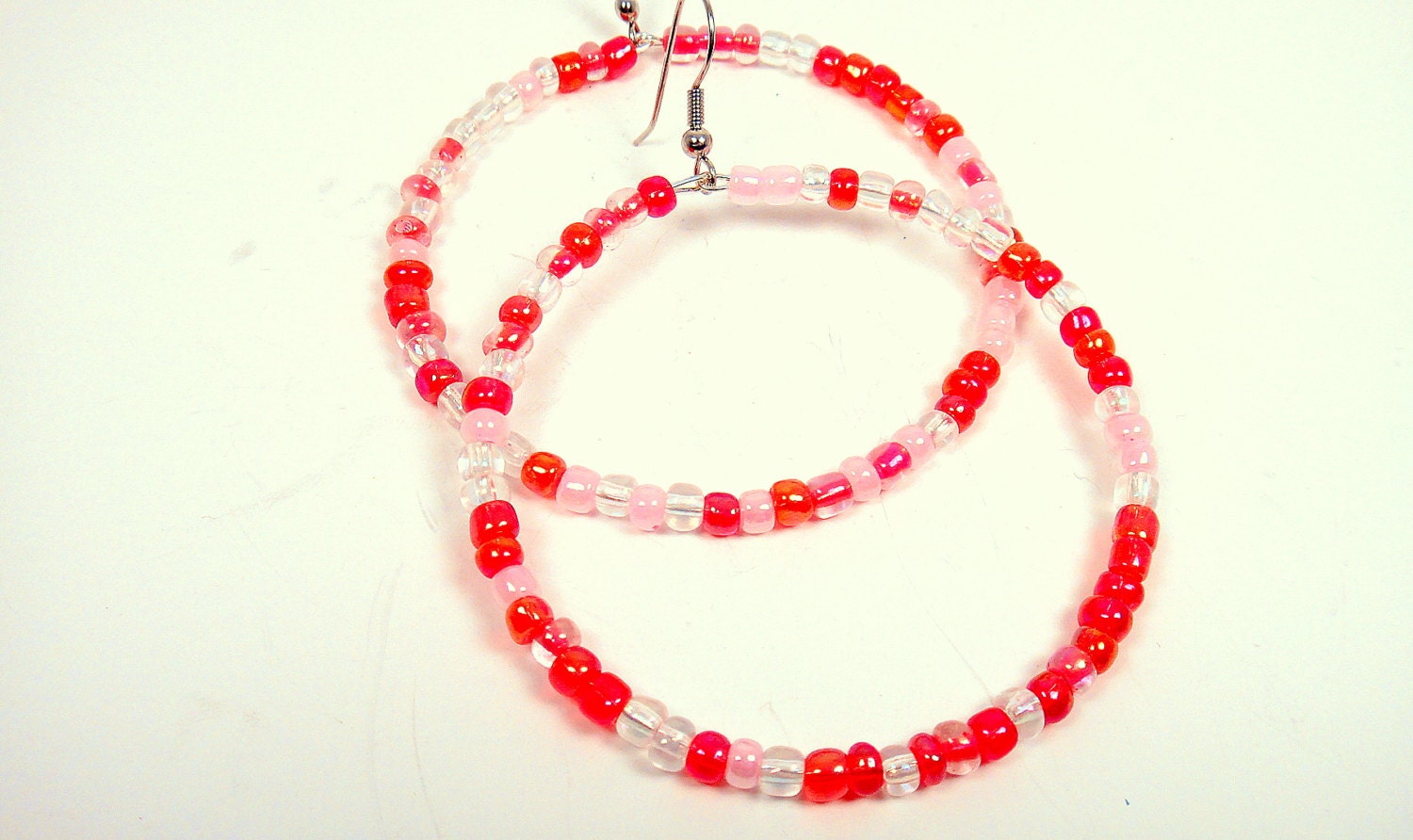Pink Red Hoops, Candy Apple Dangles, Multicolor Hoops