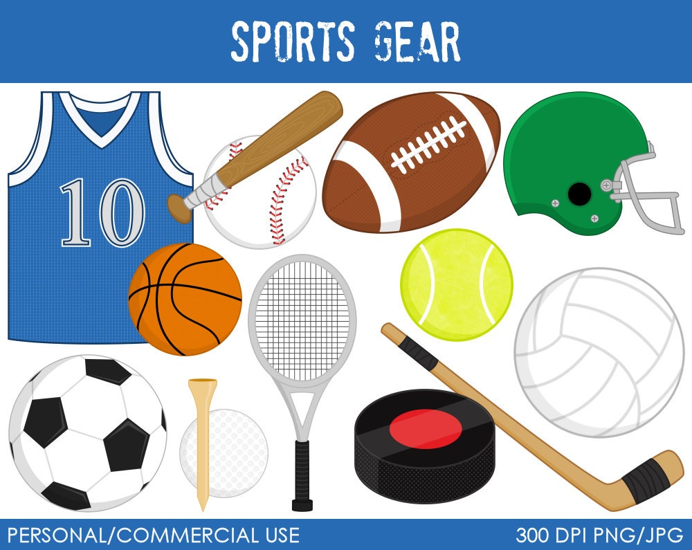 Sports Gear Clipart - Digital Clip Art Graphics for Personal or Commercial Use