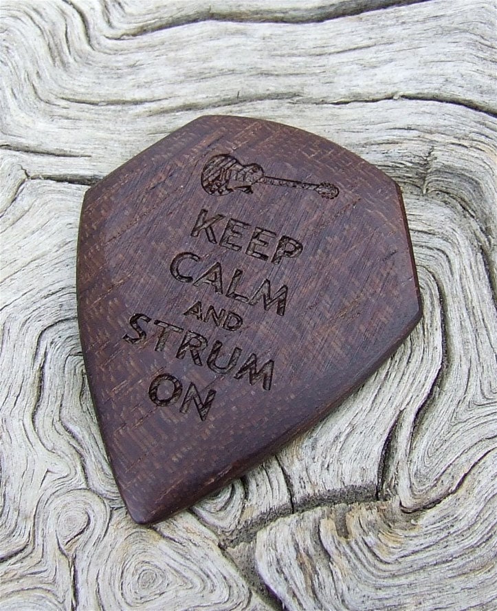 Brazilian Ebony Wood Guitar Pick - Handmade Laser Engraved - 2 Sided Design - Premium Wood Pick