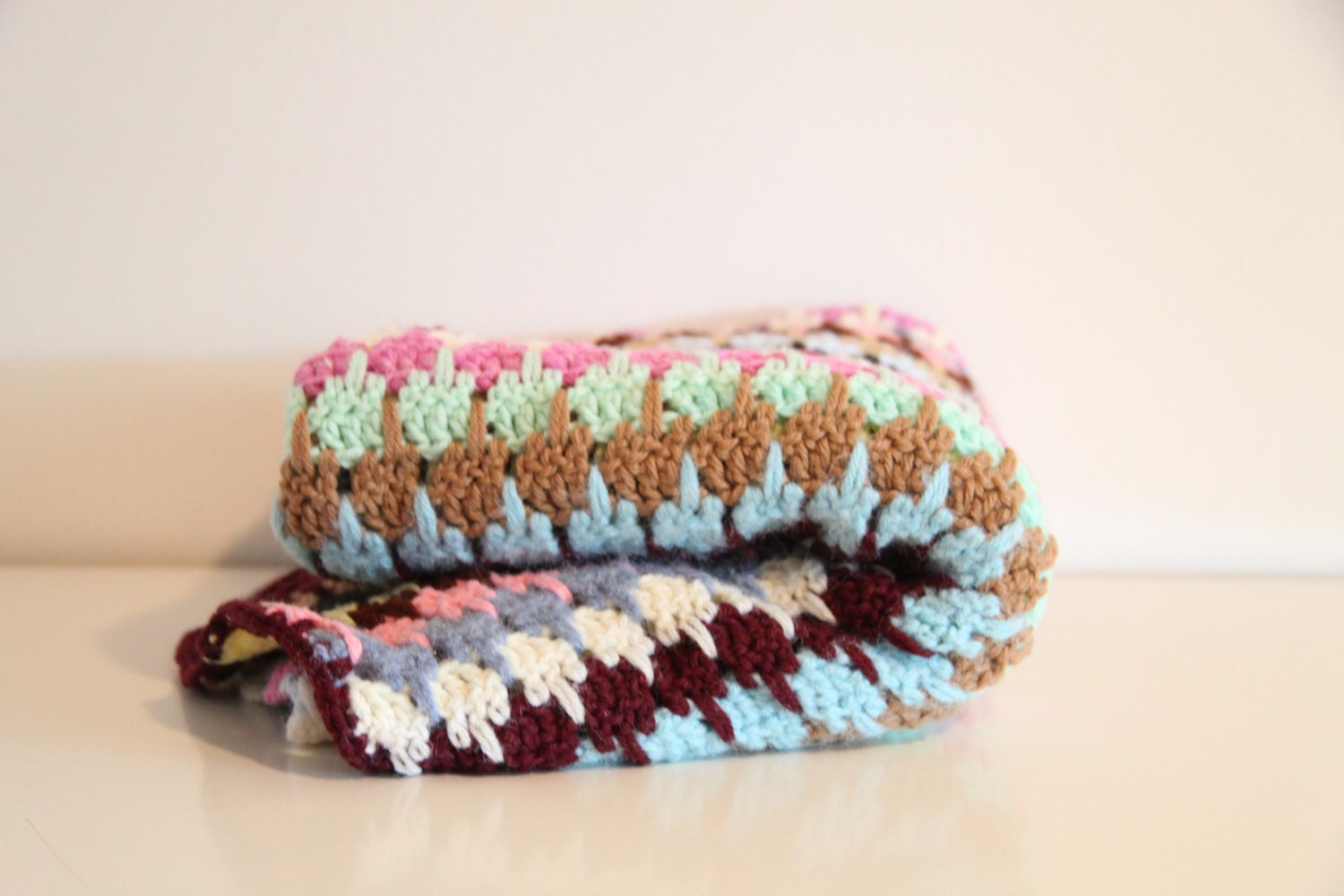 soft colored vintage afghan