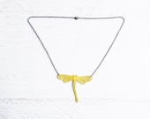 Lace Dragonfly Necklace - Aleda in Neon Yellow - Chartreuse Insect Jewelry - Summer Dragonfly Necklace