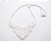 Memorial Day Weekend Sale Lace Necklace - Regan in White - Bridal Jewelry