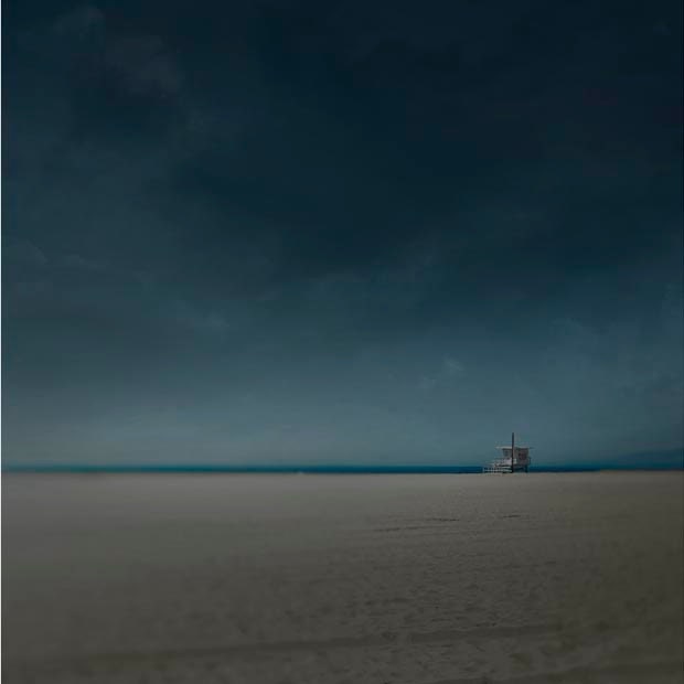 Santa Monica, beach photography, ombre, dark blue, black and gray, tropical, night storm, men, ocean, nautical wall decor 8x8