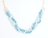 Aqua Blue Braided Gold Plated Necklace, Spring Fashion, Summer Fashion, Style, Trends