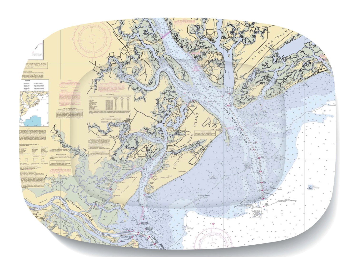 Hilton Head Island Nautical Chart Melamine Platter - 1 platter
