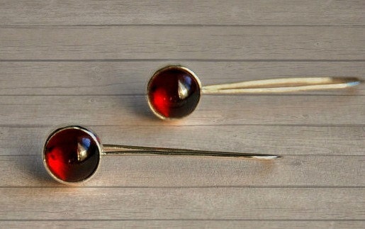 Sterling Silver Red  Garnet   Earrings