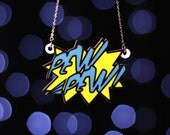 Pew Pew Comic Blast Necklace, Silver Plated Chain